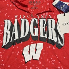 Wisconsin Badgers T-Shirt Women's WEAR by Erin Andrews Red Splatter Small NWT