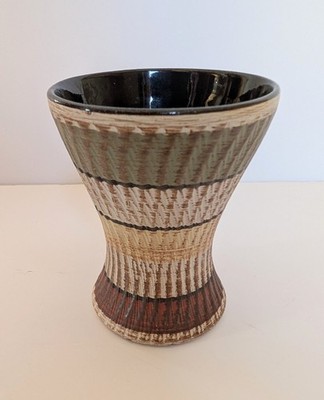 Vintage Dumler & Breiden deutsche Keramik kleine Vase Muster 123/10 MCM