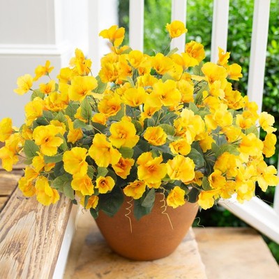 Fake Hibiscus Artificial Flowers for Outdoors Spring Summer Decoration, 6 Bun...