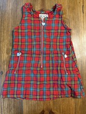 Vintage The Children  s Place Girl Toddler Jumper Dress Plaid Heart Size 3T