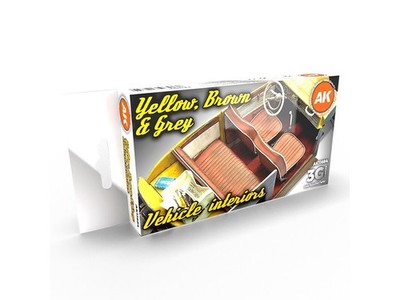 AK Interactive - Yellow, Brown & Grey Vehicle Interiors - 3rd generation - Acryl