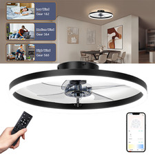 20" Modern Fan Lights Flush Mount LED Ceiling Light kit With APP Remote Control