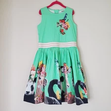 Molo Carli Dress Fruitilicious Sz 134-140 US 9-10 Green Sleeveles Jungle Novelty