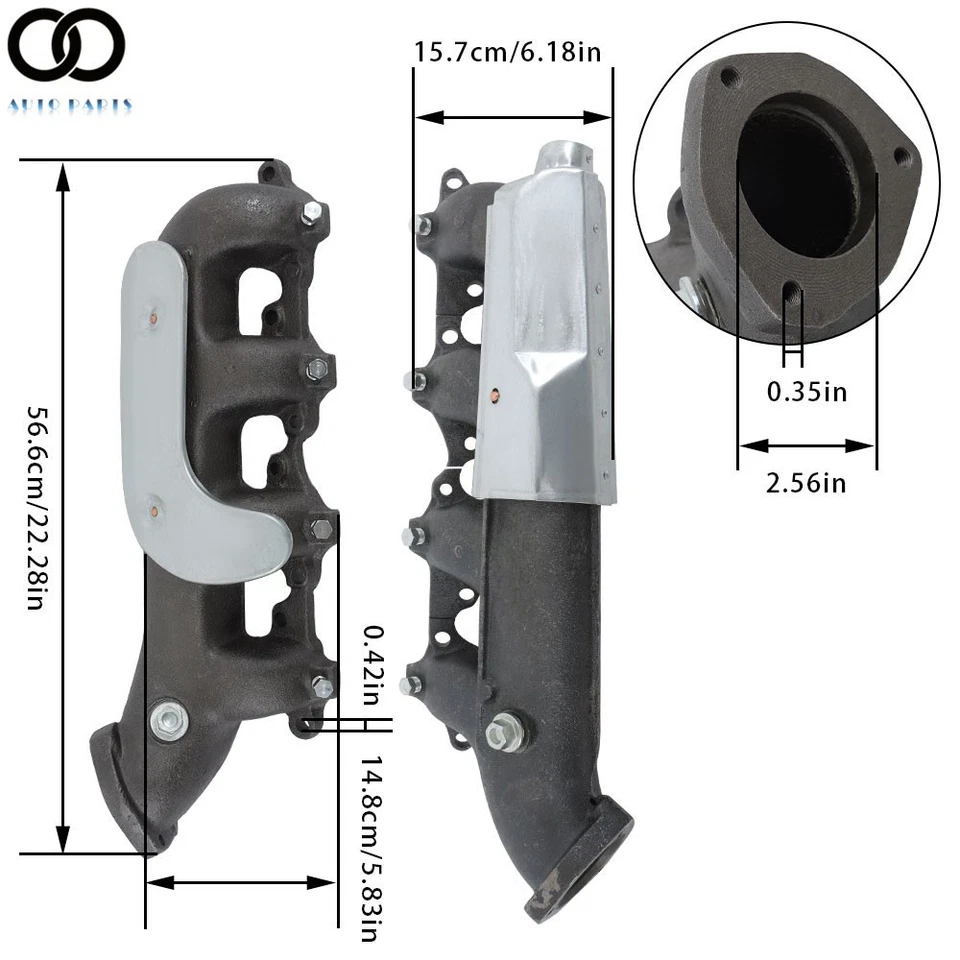 2× For Chevrolet C1500 GMC K3500 1988-95 Left & Right Exhaust Manifold w/Gasket - Image 2 of 4