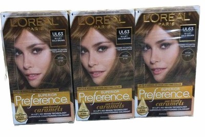 3x L'Oreal Superior Preference Sun-Kissed Caramels, UL63 Hi-Lift Gold Brown (D3)