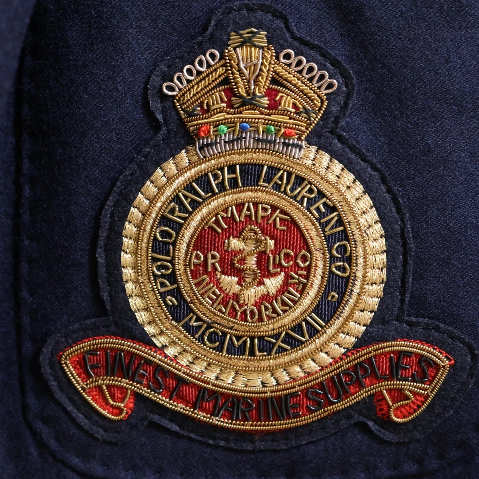 Polo Ralph Lauren Blazer Azul Marino Bordado Doble Botonadura Lana Viscosa EE. UU. 4/S Foto 3 de 4