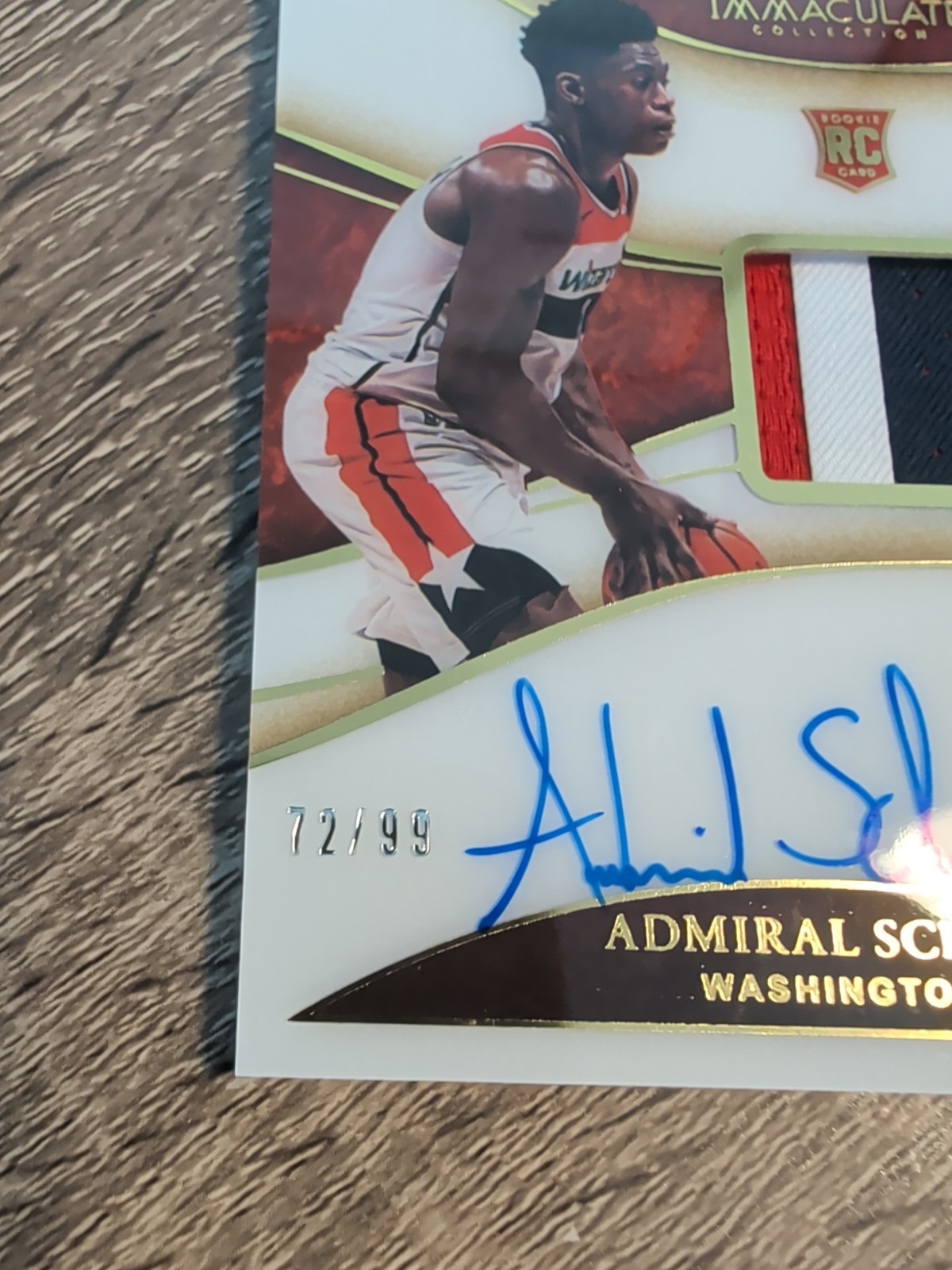 Admiral Schofield 2019 Panini Immaculate Collection #109 RC Patch Auto /99 RPA view 4