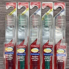 5 LOT Colgate Total Precision Vintage NOS Triple Action Bristles Soft Compact 75
