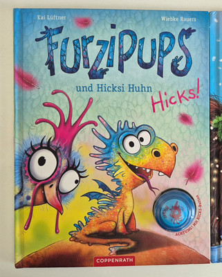 Coppenrath Furzipups und Hicksi Huhn gebunden Bilderbuch HICKS!-Button
