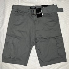 Blu Rock Cargo Shorts Men's Size 34 Gray Stretch With Belt NEW