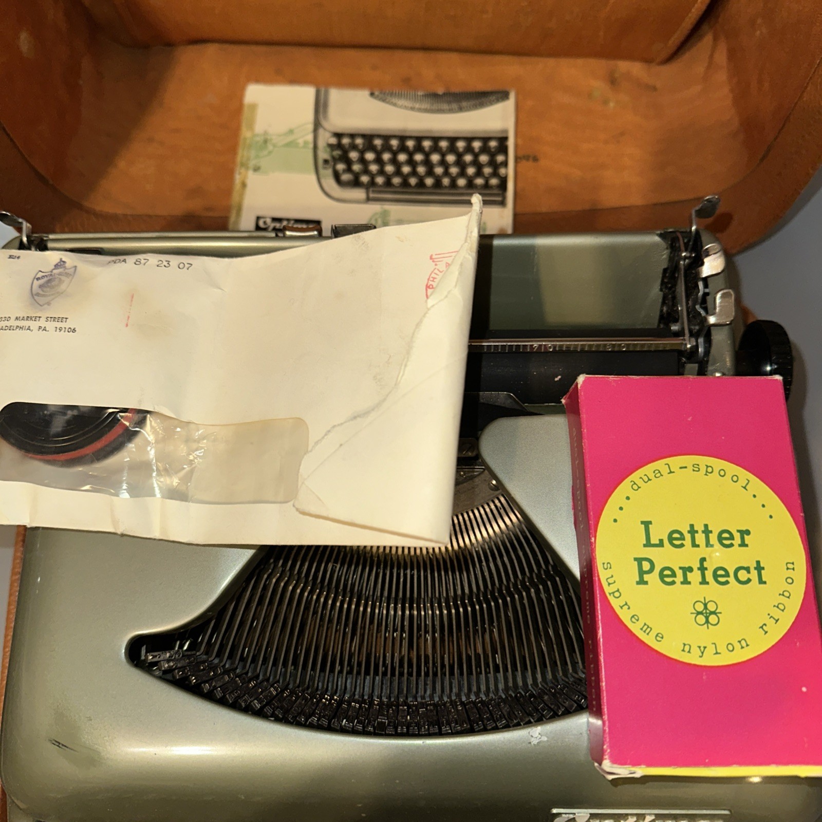 Vintage Optima Super Typewriter With Leather Case