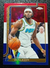2025-26 TOPPS CHROME BASKETBALL JARACE WALKER PACERS RED WHITE BLUE REFRACTOR