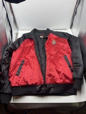 Vintage CR England Trucker Transport Bomber Jacket Satin Red Large L No Zipper
