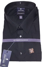Stafford Men's Solid Black Dress Shirt Big Size 20 x 36/37 , New