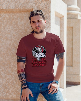 #ad Maroon Red Im an Arrogant Bastard Mens T Shirt X Large $19.95
