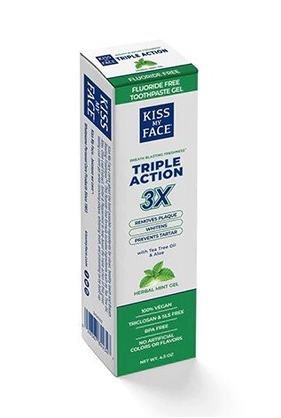 Kiss My Face Triple Action Cool Mint Gel Не содержащая фтора зубная паста 45 унции пасты 1990₽