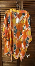 NWT Kimono Duster Topper Coverup Cardigan Boho Sheer Knot Tie In Front Sz OSFM