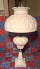 Two Vintage  Fenton Glass Lg Wright Moon & Stars Milk Glass Lamp 28 Inches