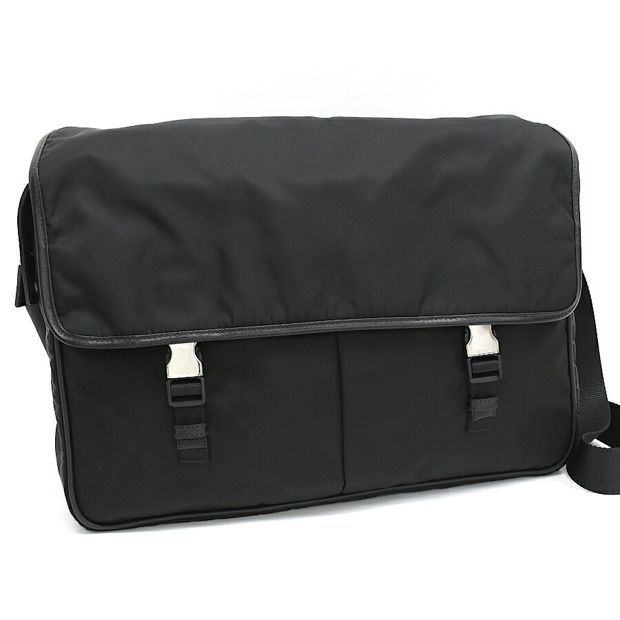 Preowned Prada V165 Saffiano Nylon Nero Black Crossbody Messenger Bag