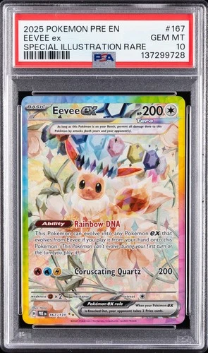 2025 POKEMON PRE EN-PRISMATIC EVOLUTIONS #167 EEVEE EX PSA 10