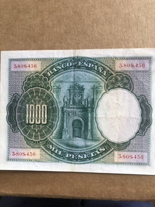 1929 1000 Pesetas Banknote Unc