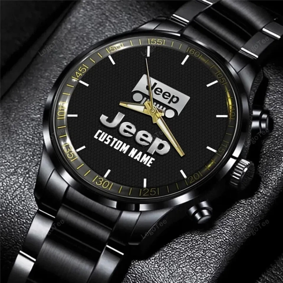 Personalized Jeep Car Racing Black Stainless Steel Watch For Men