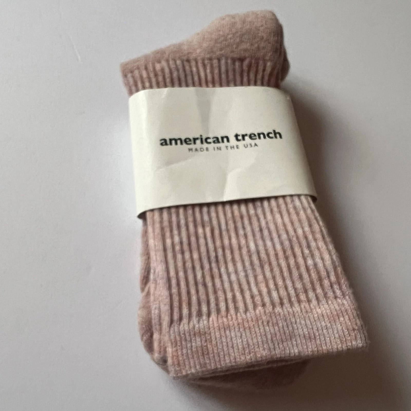 AMERICAN TRENCH SUPERMERINO WOOL CREW SOCKS BLUSH HEATHER OS NWT