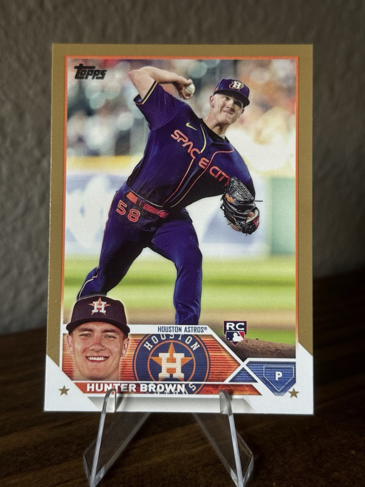 HUNTER BROWN 2023 Topps Series 1 GOLD PARALLEL #/2023 RC Houston Astros #111