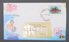 MayfairStamps St. Kitts 1985 Oficjalna szklana ryba do Portland lub okładka poczty lotniczej