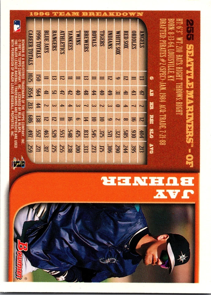 1997 Bowman Chrome #78 Jay Buhner Refractors - Image 2 of 2