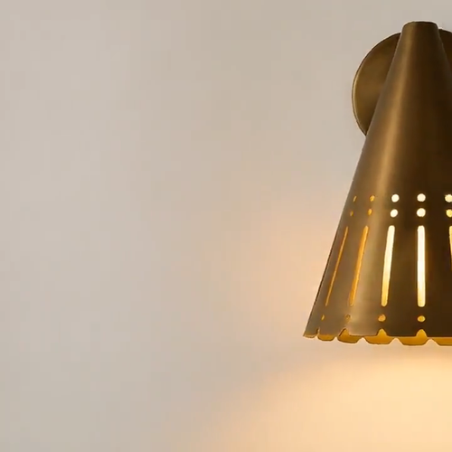 1950 Mid Century Raw Brass Wall Scone Industrial Diabolo Cone Sputnik Italian - Video 1 of 1