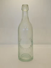 Tall blob top beer bottle Geo Freeman Bordentown NJ New Jersey Aqua