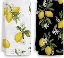 Lemon Floral Kitchen Towels, Lemon Gifts Decorative Kitchen Dish Towel, Rustic