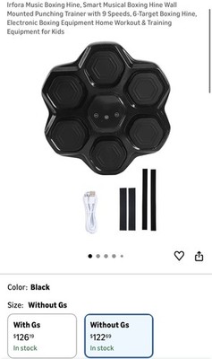 THRIVLY Bluetooth Wall Mounted Boxing Trainer Punching Machine 9 Speed Black