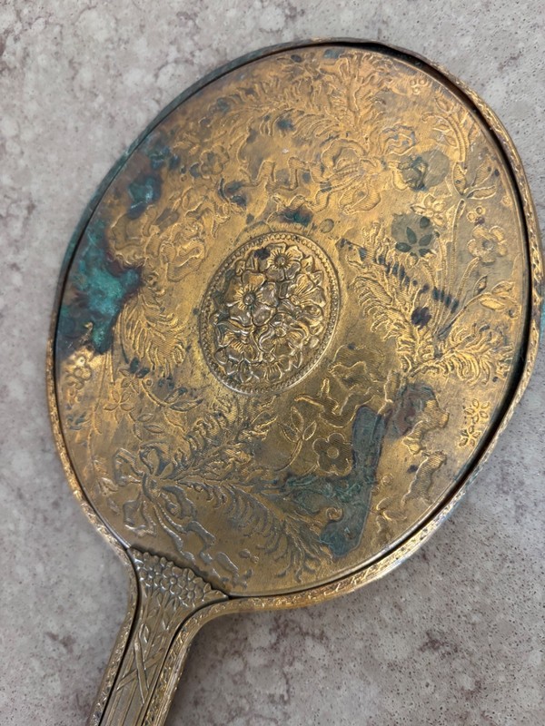 Antique 1900's 12.5" Inch Victorian Art Deco Women's Hand Mirror