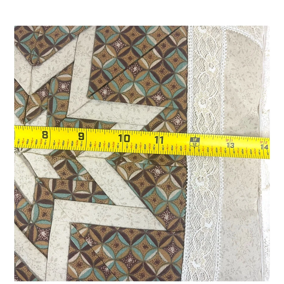 Vintage Victorian 8 Point Lone Star Quilted Pillow 14” Square GrannyCore Lace - Image 4 of 4