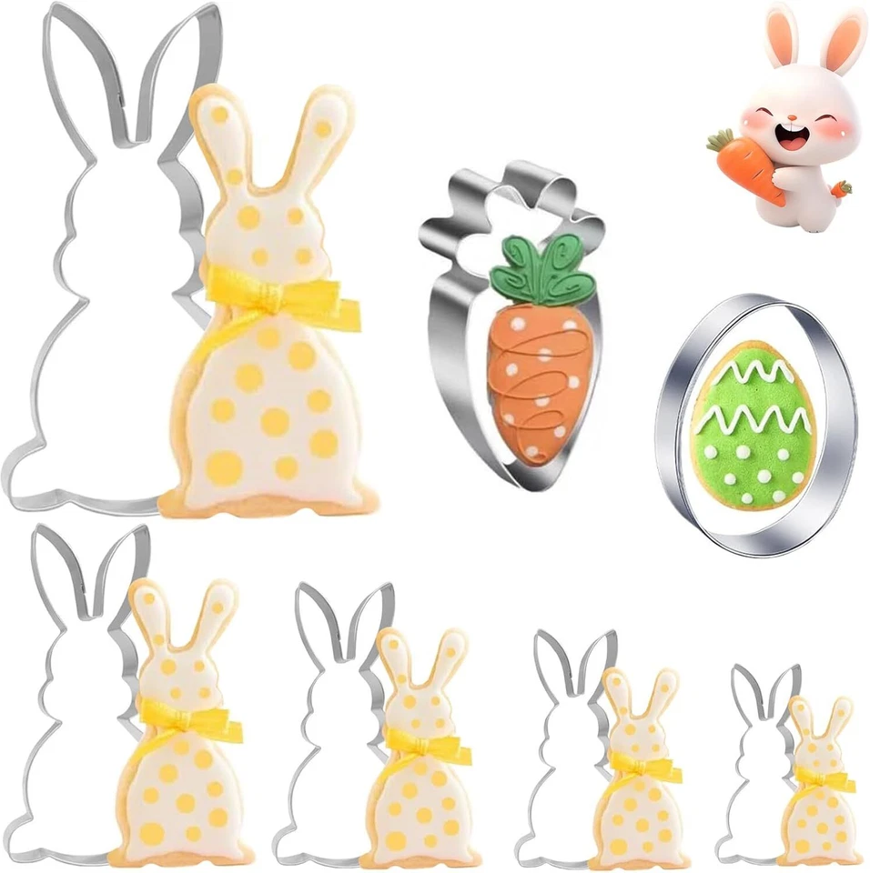 7x Osterhasen Ausstecher Set Oster Ausstechformen Osterei Hasen Groß Keksausstec - Bild 4 von 4