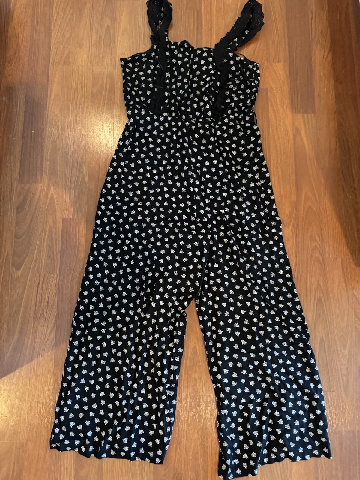 Primark Black And White Jumpsuit - Flowers - Size 10 image 2
