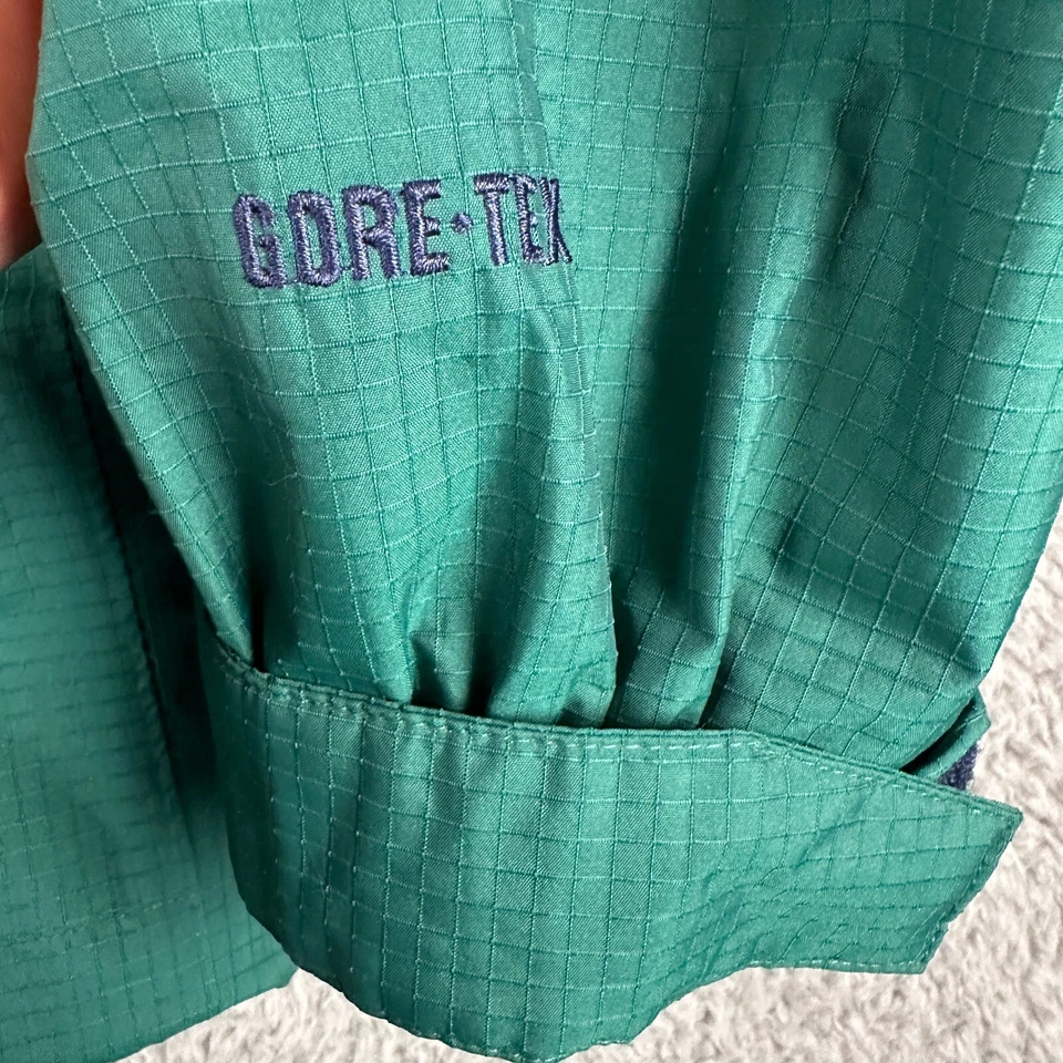 Eddie Bauer Ebtek Goretex Jacket Coat Hooded Mens Medium Green Blue Full Zip - Image 4 of 4