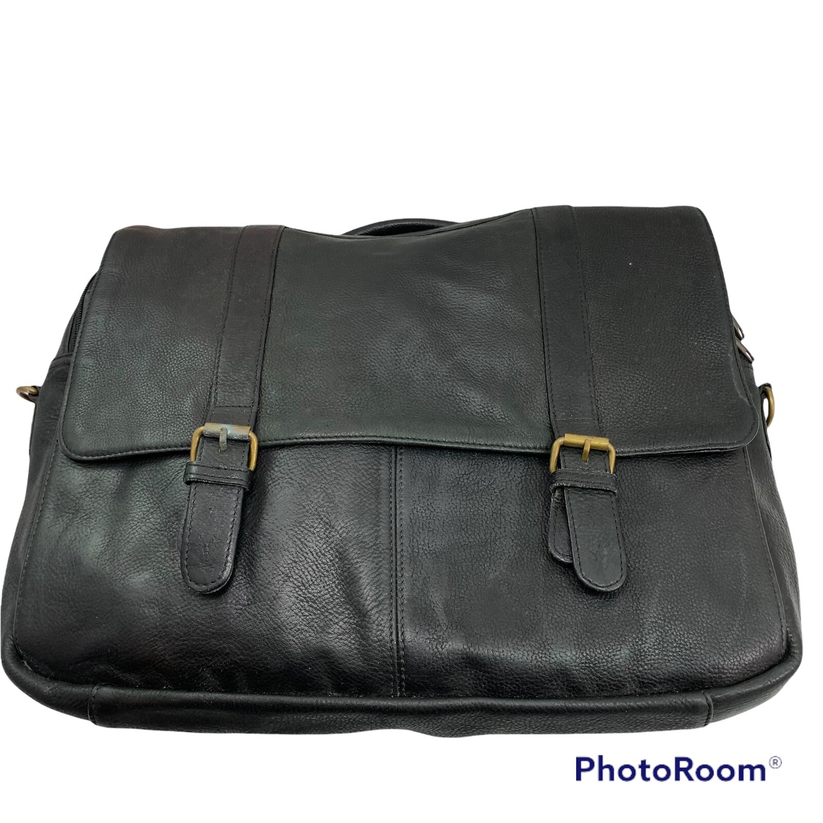 Wilson Briefcase Black Pebble Leather Vintage 15x12x5” Gem
