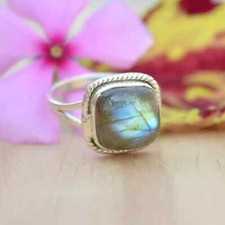 Labradorite Gemstone Ring Statement Ring 925 Sterling Silver Unique Ring Gift