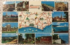Sussex Map - Postcard - 11815 - V. Bennett Ltd.