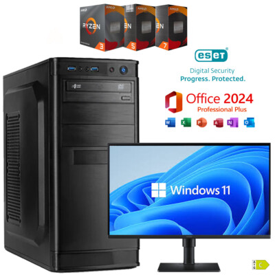 Büro Pc Ryzen 3 4x 3,60GHz 16GB RAM 2000GB SSD 1TB HDD Windows 11 Office 2024 m