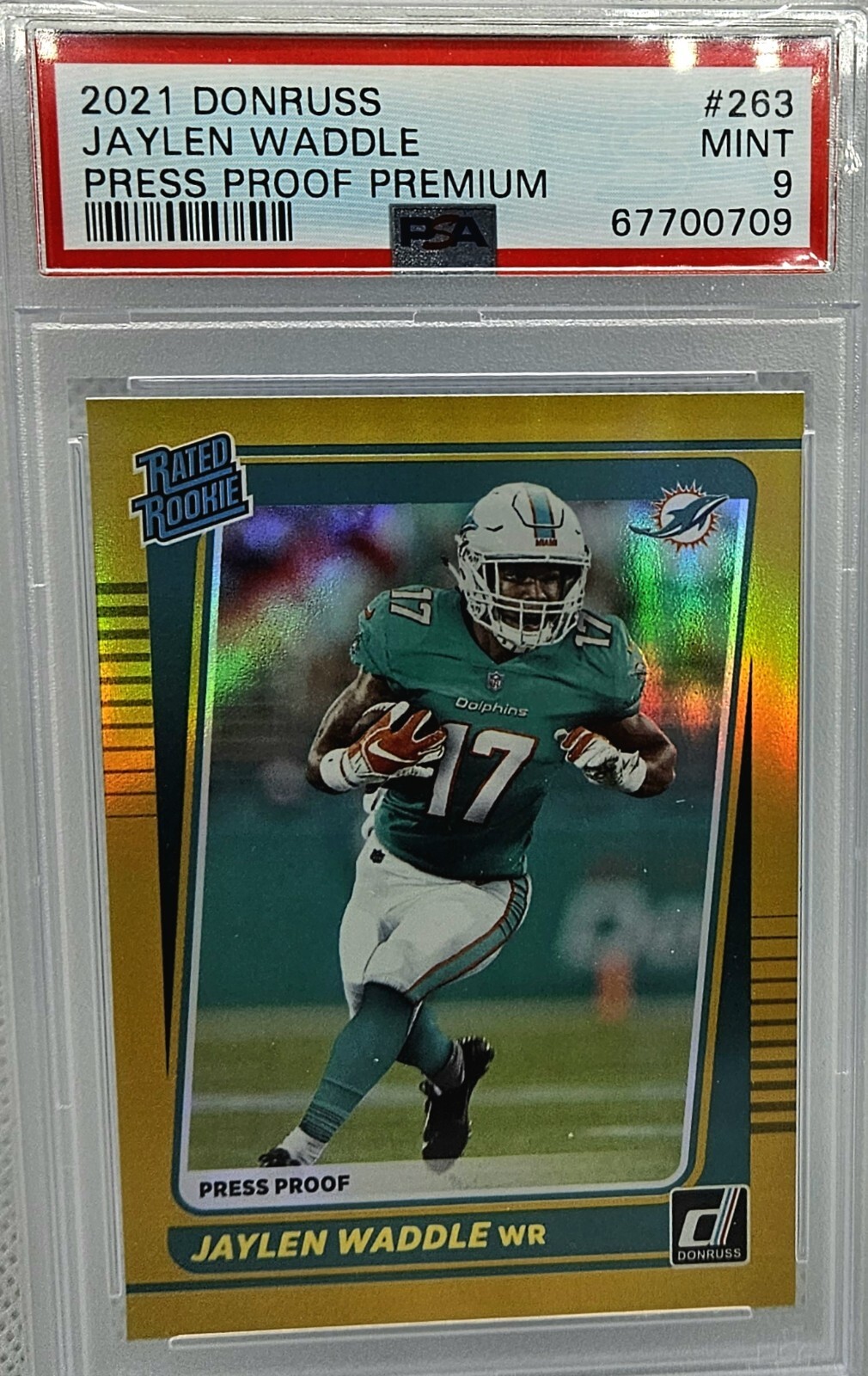 2021 Panini Donruss - Rated Rookie Press Proof Premium Jaylen Waddle Gold 🔥🔥🔥