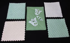 Hot Pads Tea Pot Holders Quilted Appliqued Green Cream Floral Tulip Ivy Lot of 5