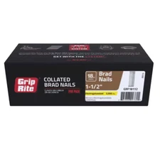 Brad Nails 1.5in 18 Gauge Electrogalvanized Steel Smooth Shank 5000 Count Box