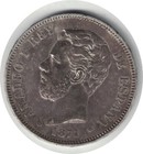1871 SDM 5 PESETAS (AMADEO I) ESPAÑA, MADRID.
