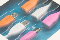 Flip Video Usb Cables 3-pack 1x18 2x12 White Orange Pink Extension - E09 Flip Video Usb Cables 3-pack 1x18 2x12 White Orange Pink Extension - E09