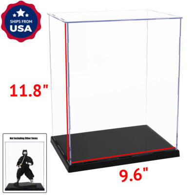 US Self-Install 11.8''H Acrylic Display Case Box Plastic Dustproof Protection Toy