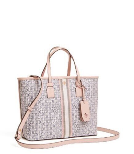 New Tory Burch Gemini Link Canvas Top Zip Small Tote COASTAL New Tory Burch Gemini Link Canvas Top Zip Small Tote COASTAL